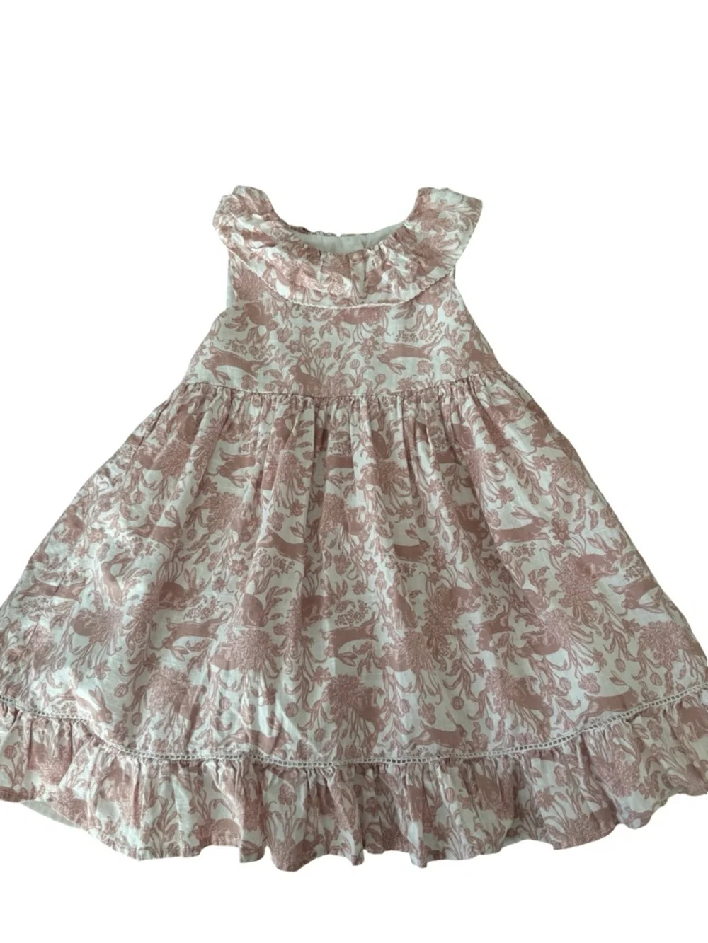 Girls 5T Pink Floral Ruffle Dress Cottagecore Sleeveless Party Easter - Picture 2 of 9